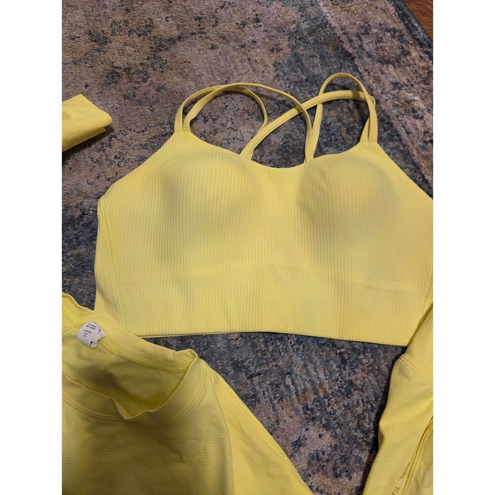 Lululemon like a cloud ribbed Longline Bra electric lemon size 10